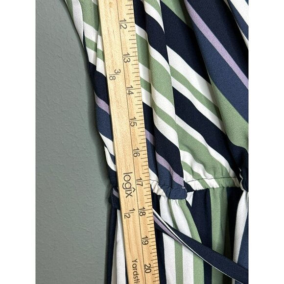 Ann Taylor LOFT Women's Medium Sleeveless Midi Wrap Dress Striped NWT - Picture 12 of 16